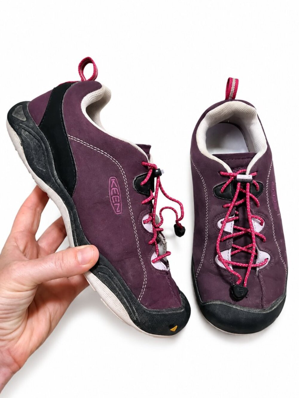 KEEN Jasper Sneakers Shoes Purple Black Sz 5 Bungee Laces Toe Cap Hiking Outdoor